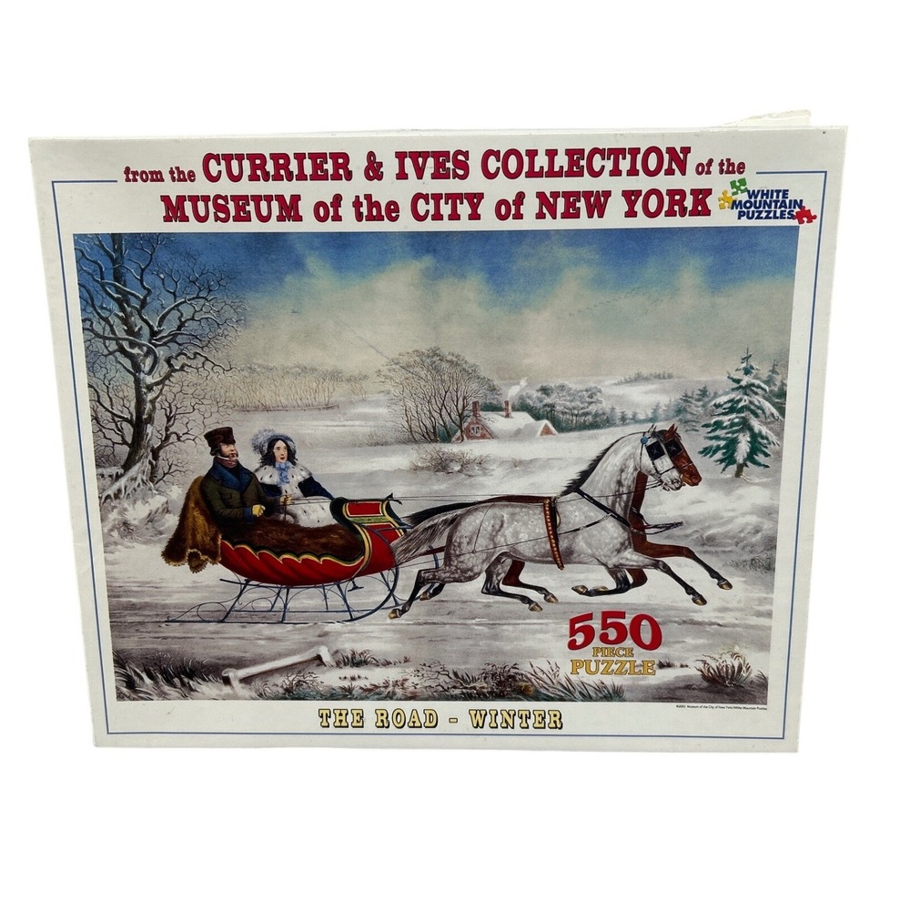 White Mountain Currier Ives Collection The Road Winter 550‎ Piece Jigsaw Puzzle